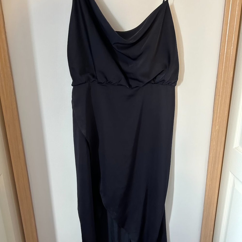 Midi cocktail dress with cowl neck